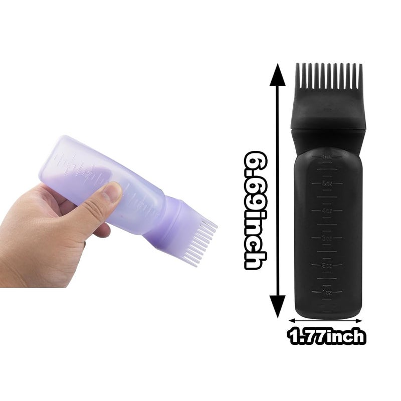 ELANE 4 Pack Hair Oiler Comb Bottle,Root Comb Applicator Bottle for Hair Oil Scalp Hair Oiling Applicator(2Black+2Purple) - Image 2